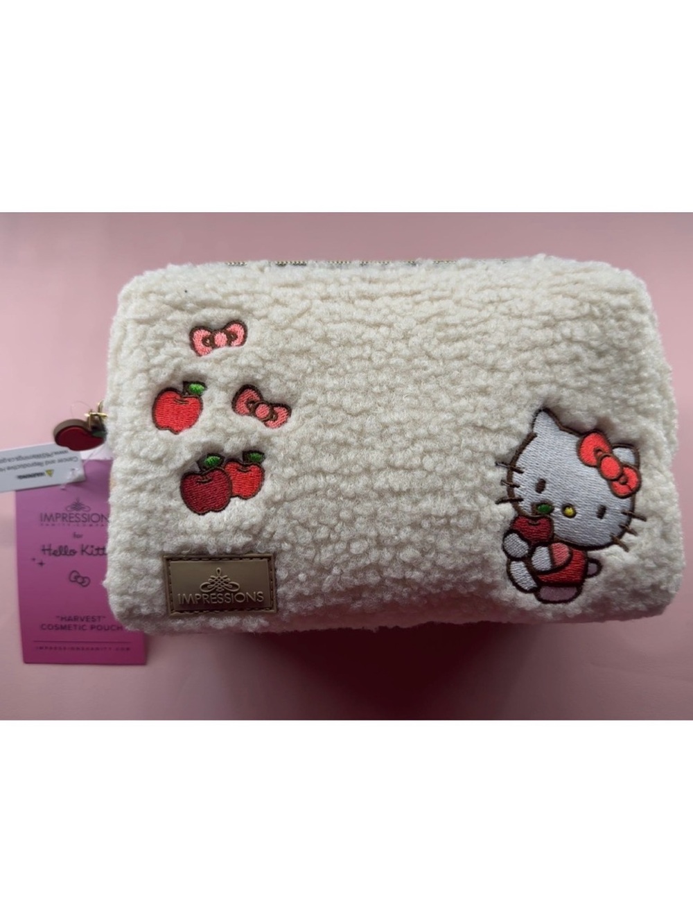 Hello Kitty Impressions Cream Sherpa Cosmetic Pouch